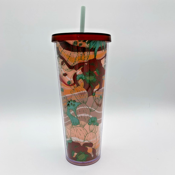 Starbucks Desert Bloom Venti Tumbler Cactus Peach Brown Teal Cold Cup Southwest - Picture 1 of 11